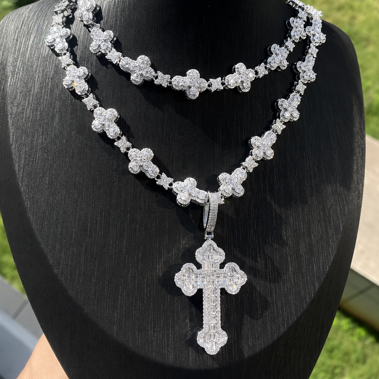 INFINITY CROSS ICE NECKLACE