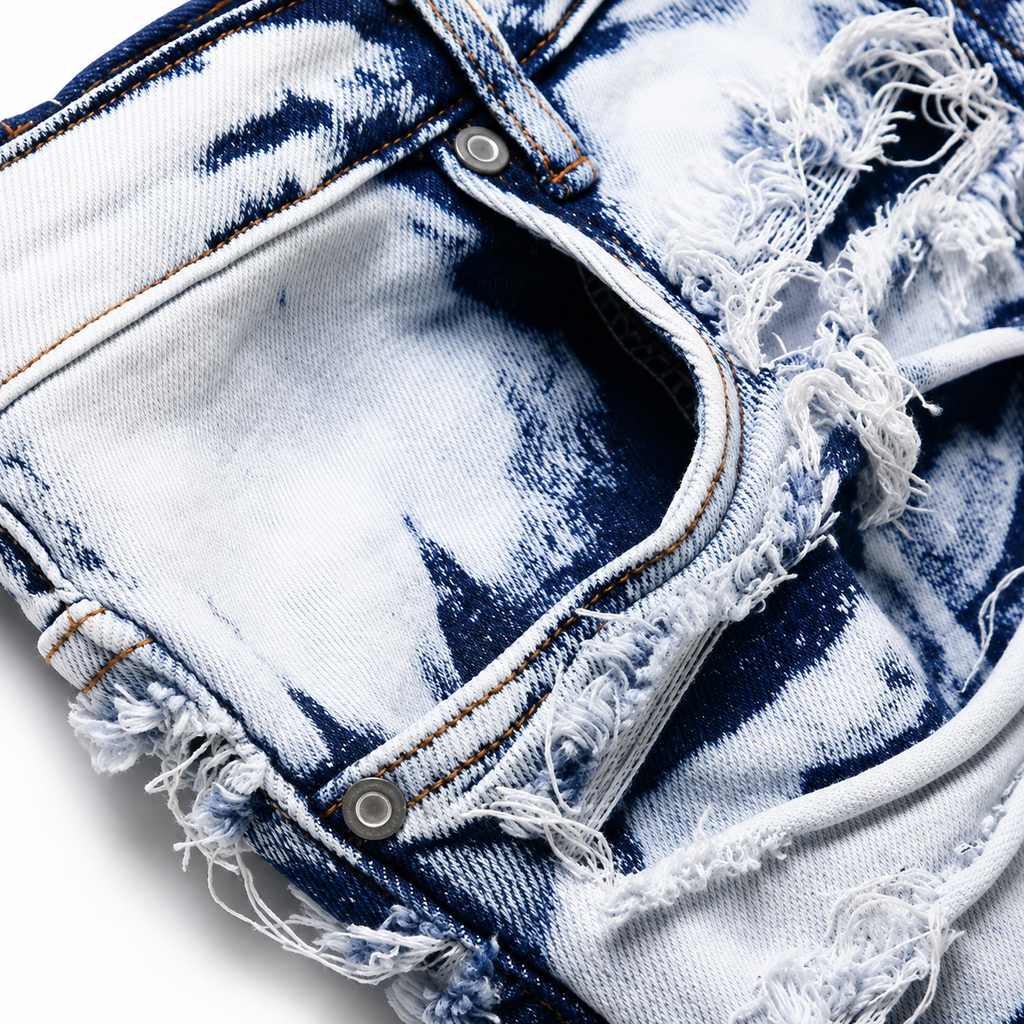 BLEACHED TORN DENIM JEANS