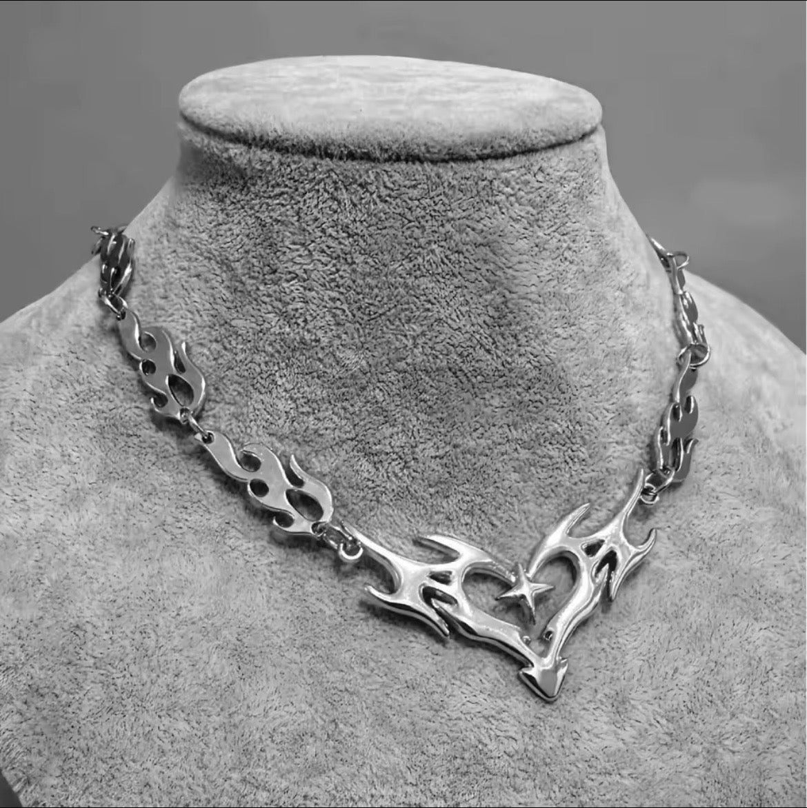 Flame Heart Choker Chain