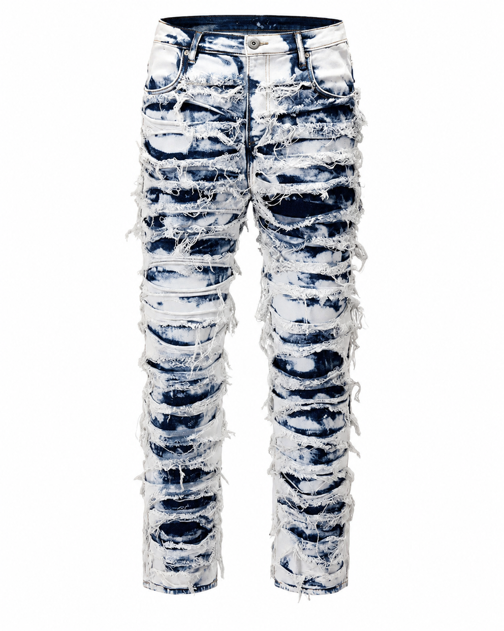 BLEACHED TORN DENIM JEANS