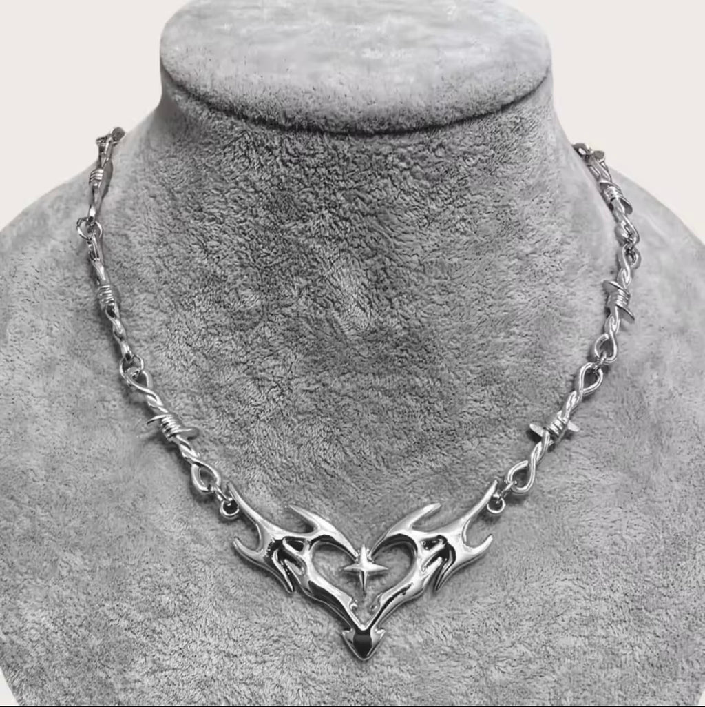 Flame Heart Choker Chain