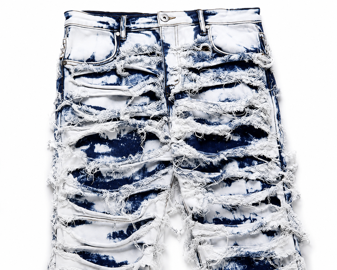 BLEACHED TORN DENIM JEANS
