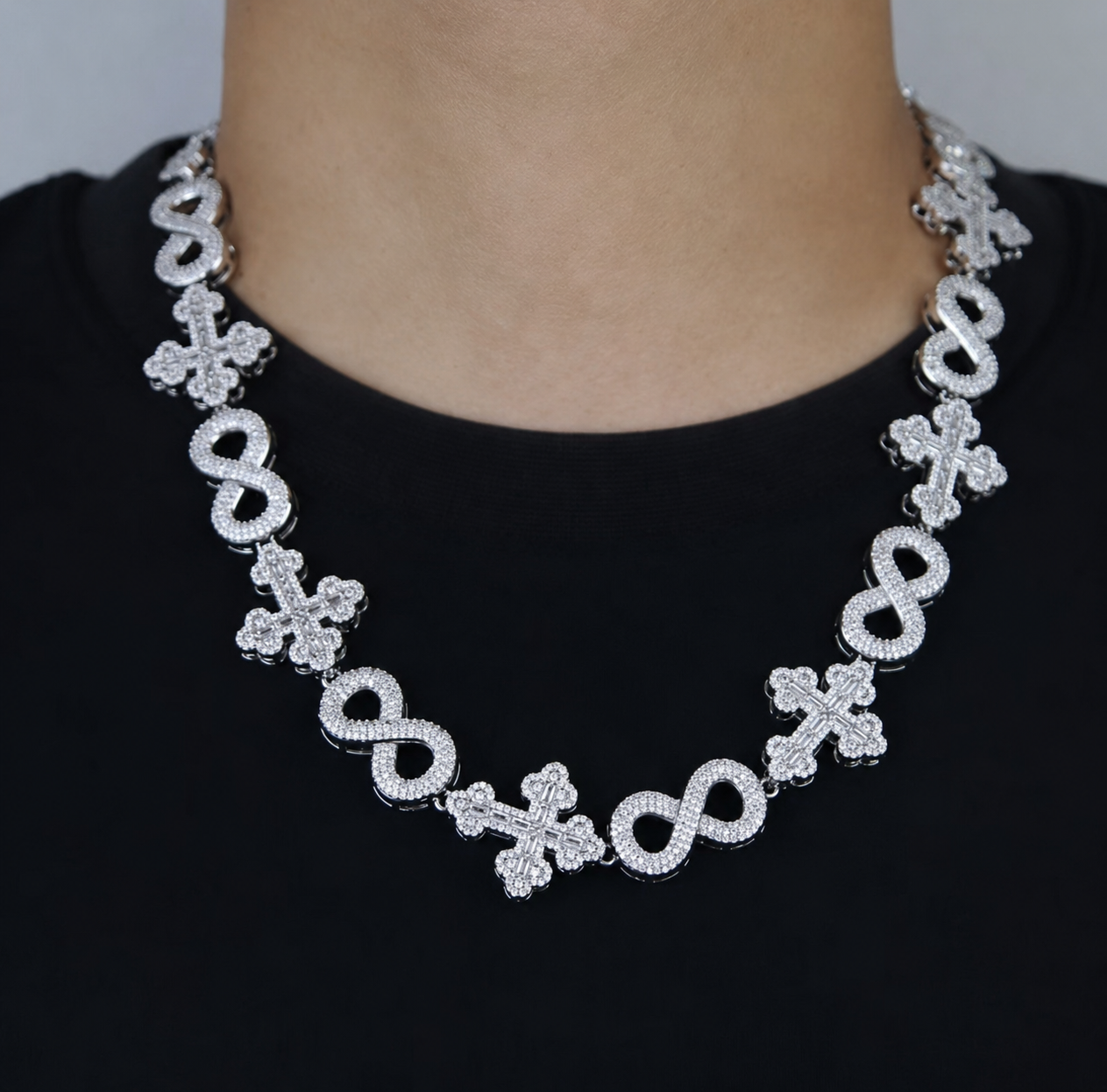 INFINITY CROSS ICE NECKLACE