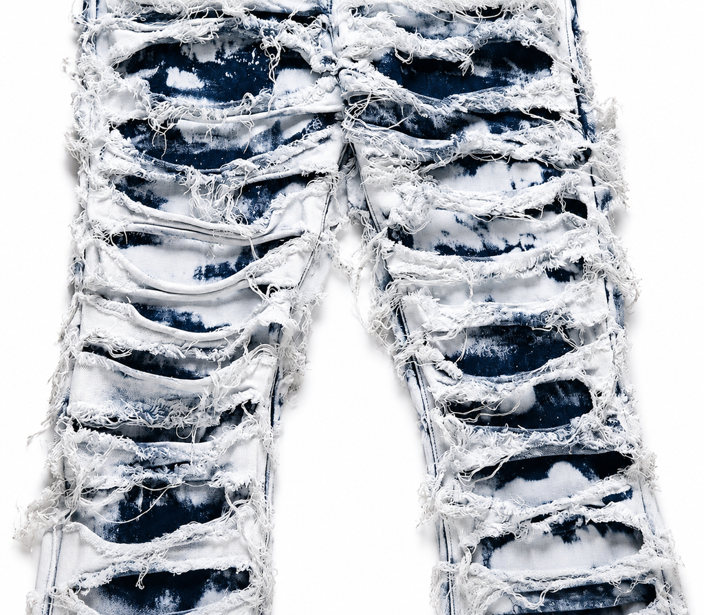 BLEACHED TORN DENIM JEANS