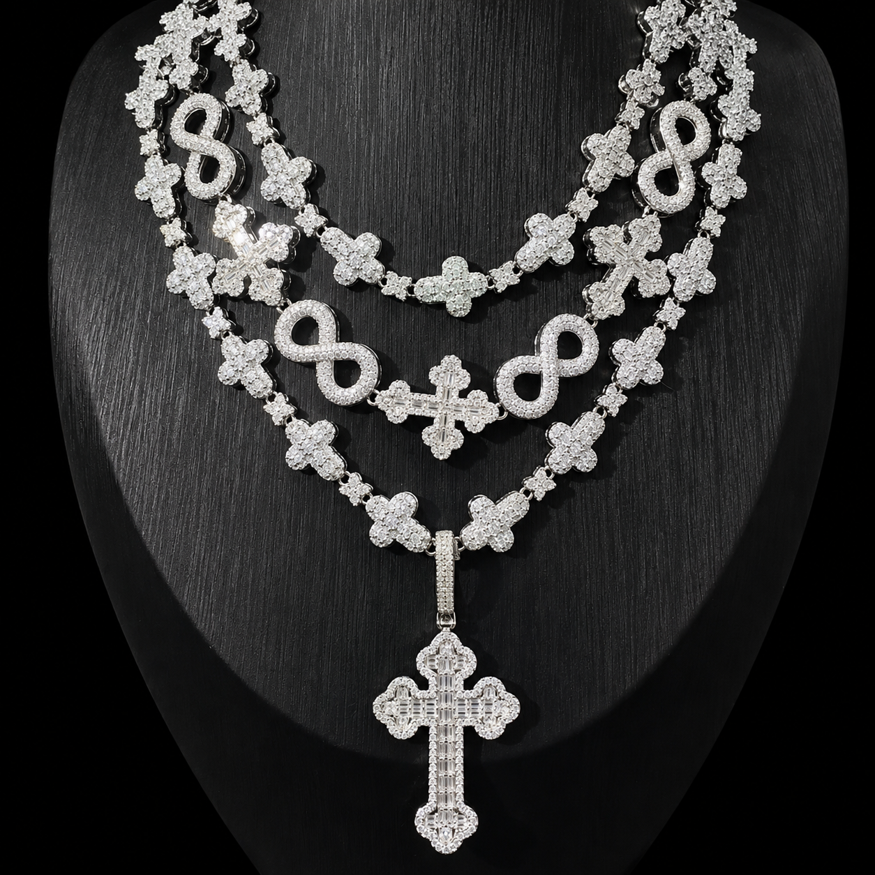 INFINITY CROSS ICE NECKLACE