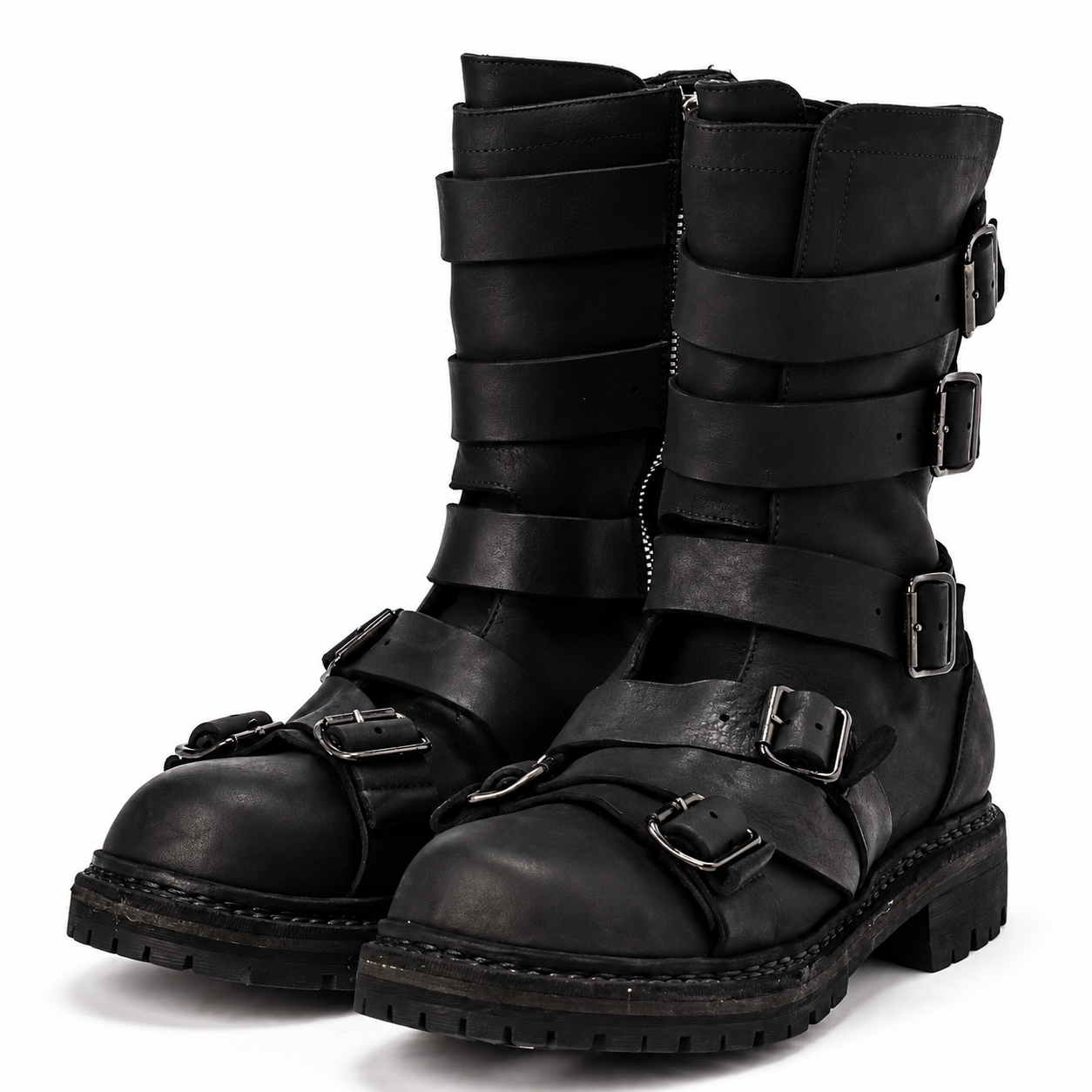 BOMNVOYAJ BUCKLED BOOTS